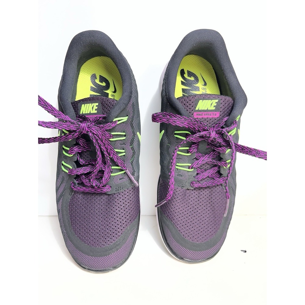 Nike Free 5.0 Running Shoes 6.5 Women Purple Green Athletic Sneakers Gym Workout
